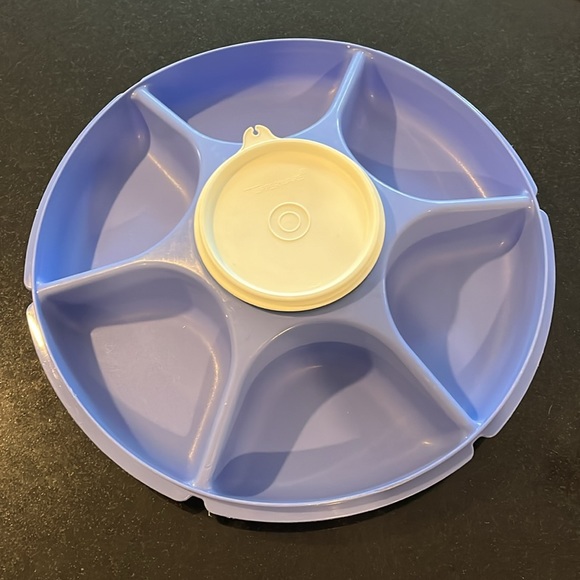 Vintage Tupperware Dusty Blue Divided Veggie / Fruit / Dip Snack Party Tray - Picture 2 of 14